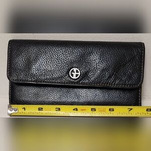 GIANI BERNINI Black Leather Tri-Fold Wallet EUC